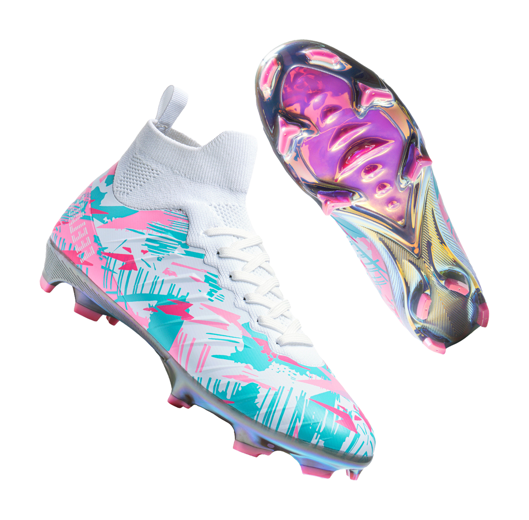 FEELACES AG Artificial Ground Natural Grass Slip Resistant Coverage Support Soccer Shoes Unisex Pink 