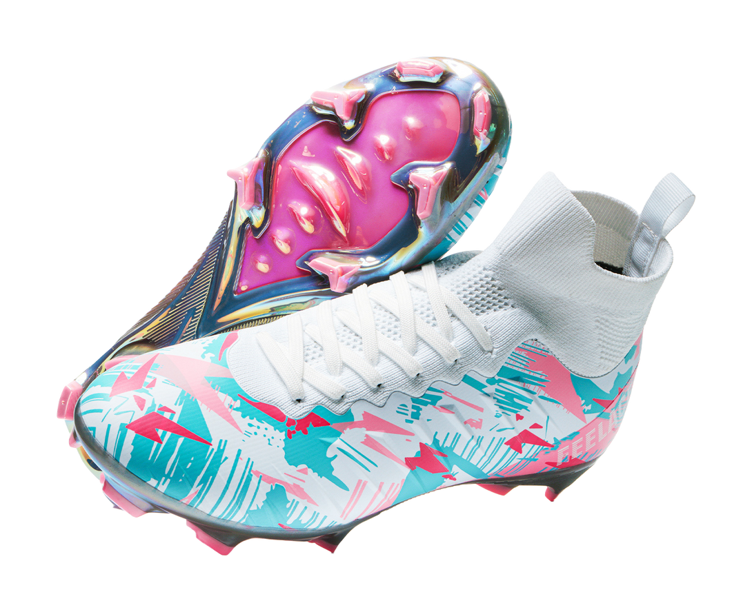 FEELACES AG Artificial Ground Natural Grass Slip Resistant Coverage Support Soccer Shoes Unisex Pink 