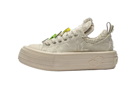 FORESHADOW 'Double-Uni' Sneaker Anti-Slip And Wear-Resistant Height Increasing Low-Top Canvas Shoes Women's White  VJSNEAKER