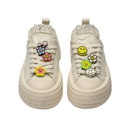 FORESHADOW 'Double-Uni' Sneaker Anti-Slip And Wear-Resistant Height Increasing Low-Top Canvas Shoes Women's White  VJSNEAKER