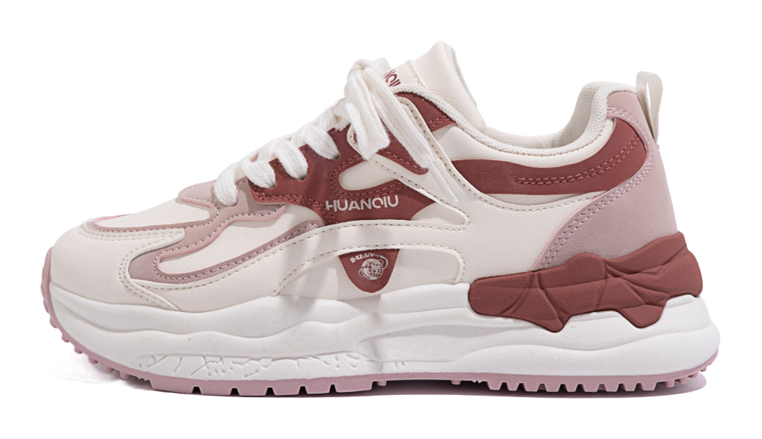 HUANQIU Abrasion Resistant Low top Casual Shoes Women's Beige Burgundy 