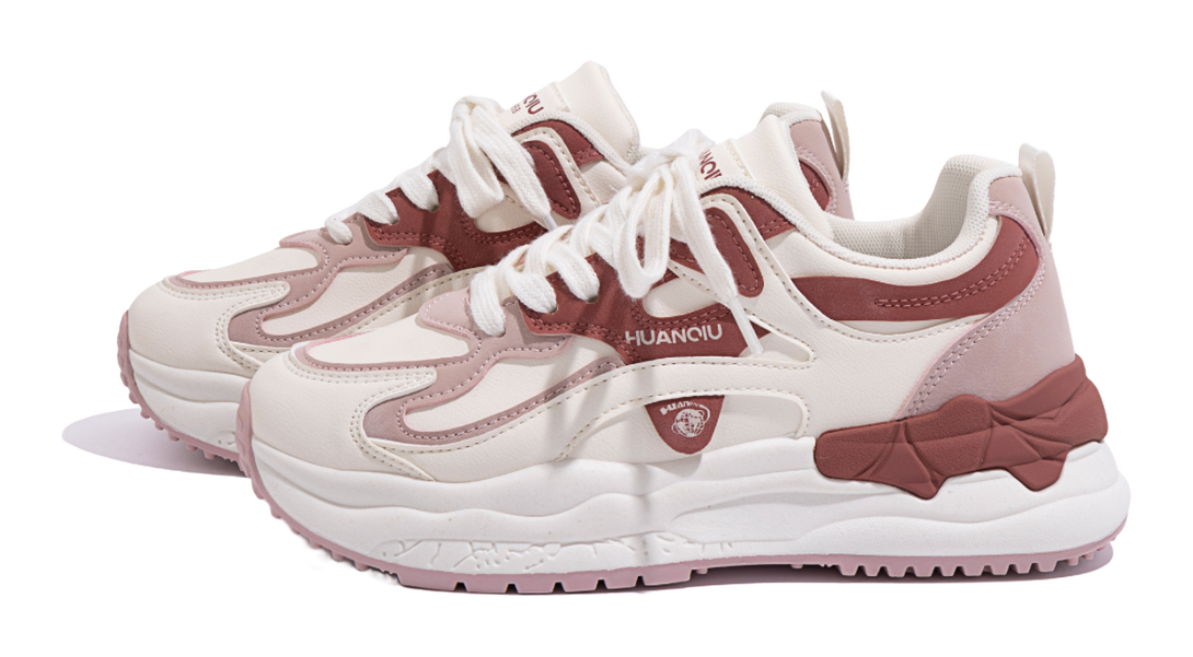 HUANQIU Abrasion Resistant Low top Casual Shoes Women's Beige Burgundy 