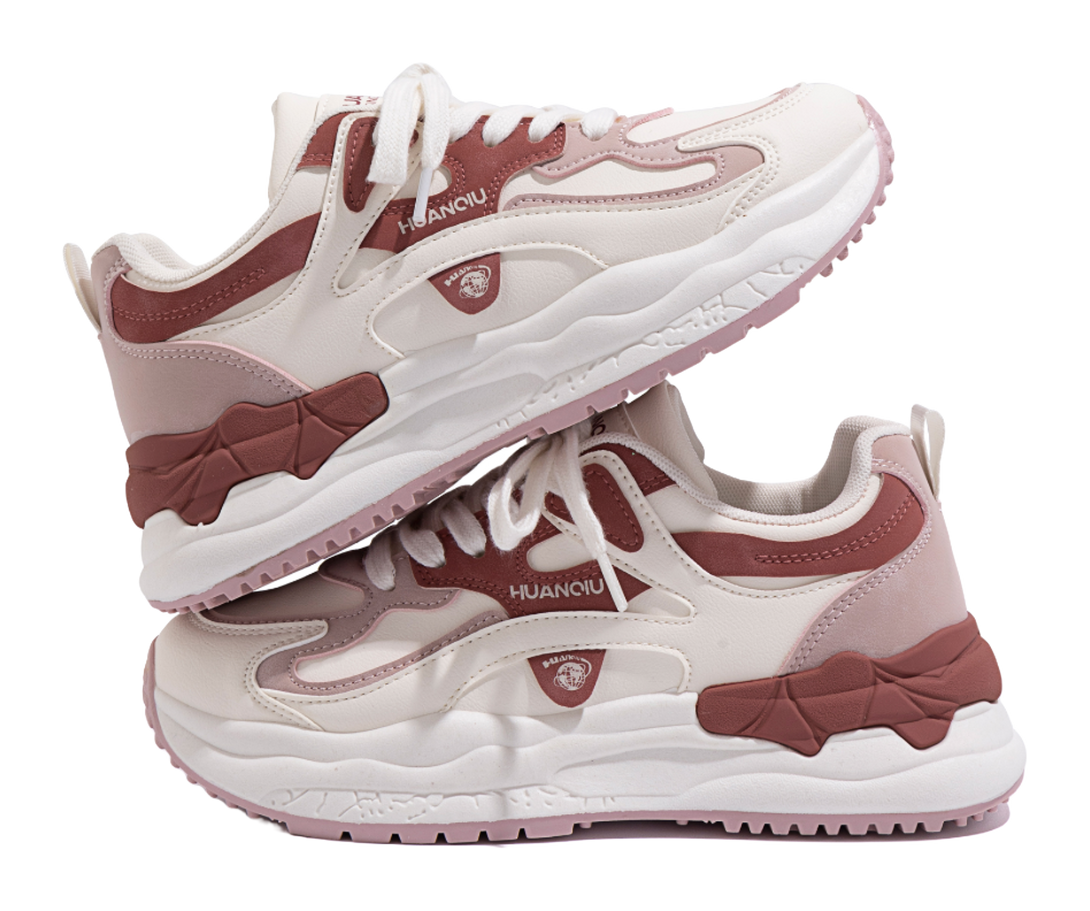 HUANQIU Abrasion Resistant Low top Casual Shoes Women's Beige Burgundy 