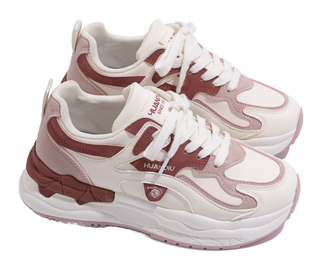HUANQIU Abrasion Resistant Low top Casual Shoes Women's Beige Burgundy 