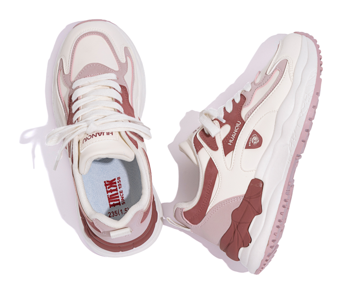 HUANQIU Abrasion Resistant Low top Casual Shoes Women's Beige Burgundy 