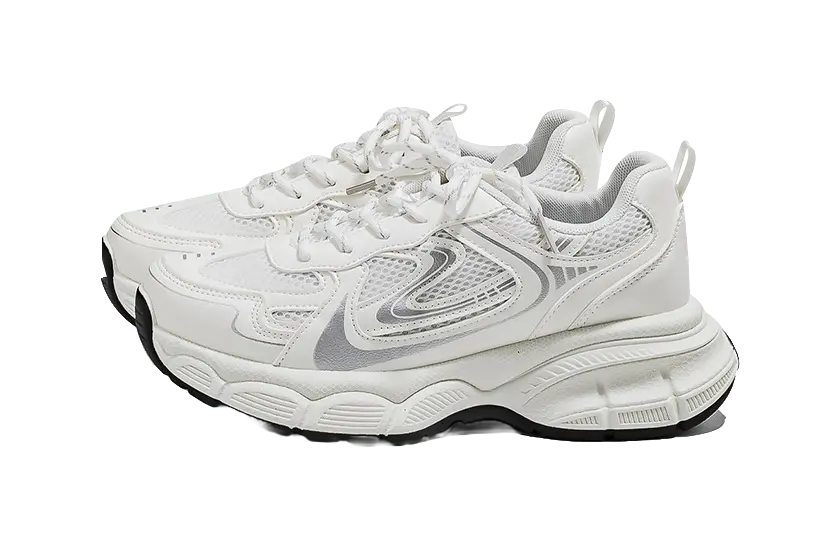 HUANQIU Abrasion Resistant Low top Chunky Sneakers Women's White  VJSNEAKER