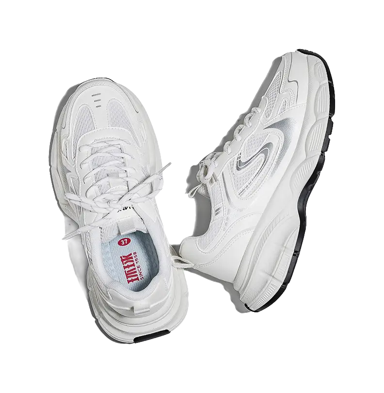 HUANQIU Abrasion Resistant Low top Chunky Sneakers Women's White  VJSNEAKER