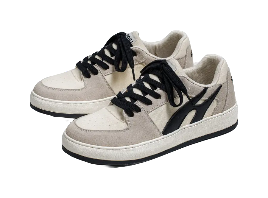 HUANQIU Abrasion Resistant, Lightweight, And Breathable Low top Skateboard Shoes Unisex Beige 