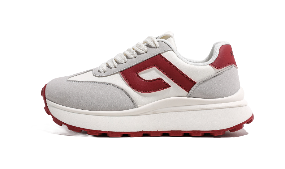 HUANQIU Anti Slip And Wear Resistant Height Increasing Low top Casual Shoes Women's Beige Red 
