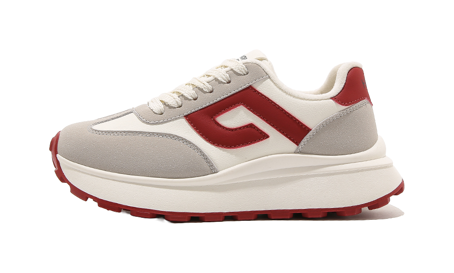 HUANQIU Anti Slip And Wear Resistant Height Increasing Low top Casual Shoes Women's Beige Red 