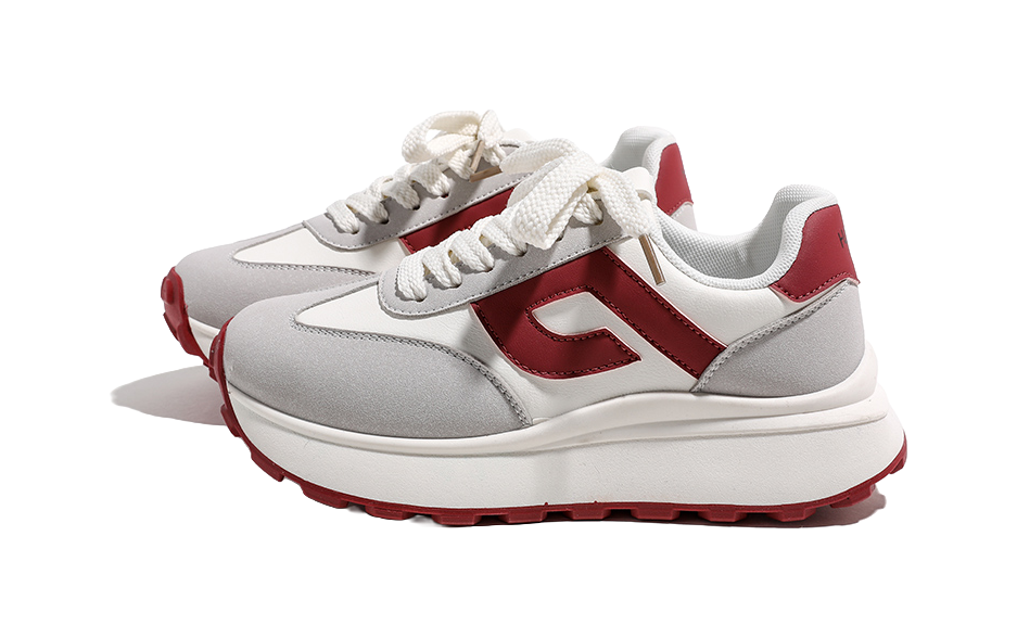 HUANQIU Anti Slip And Wear Resistant Height Increasing Low top Casual Shoes Women's Beige Red 