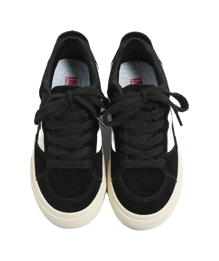 HUANQIU Anti Slip And Wear Resistant Height Increasing Low top Skateboard Shoes Women's Black 