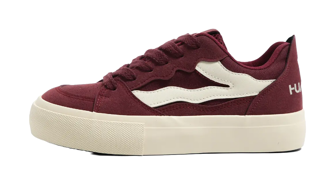 HUANQIU Anti Slip And Wear Resistant Height Increasing Low top Skateboard Shoes Women's Burgundy 