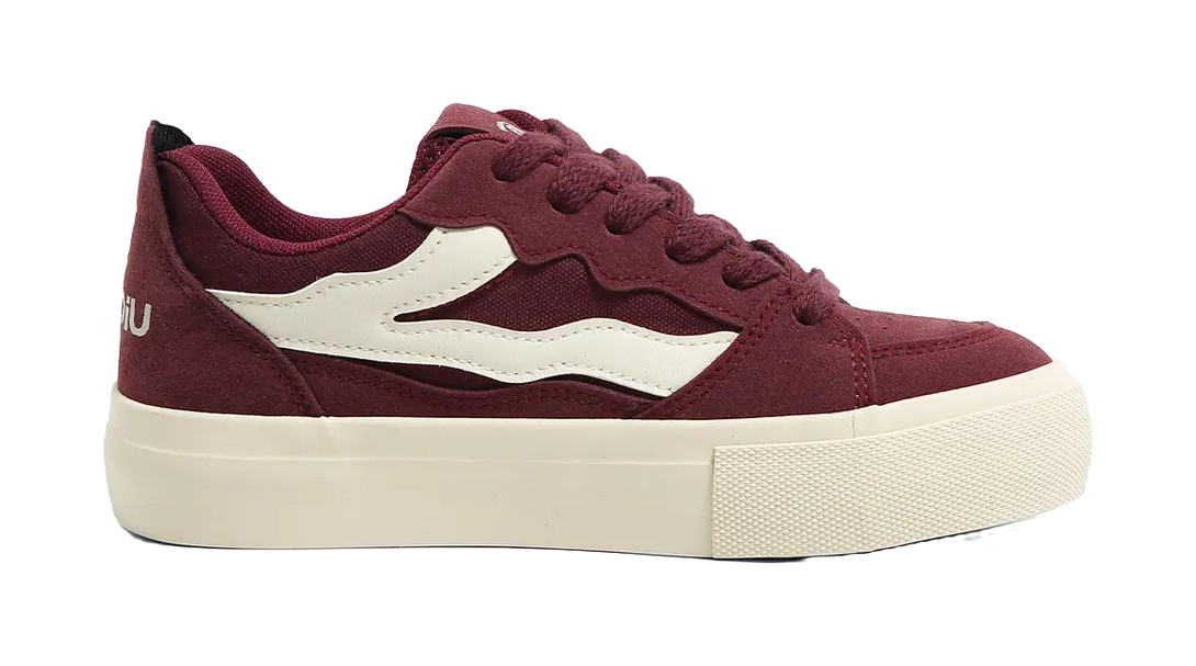 HUANQIU Anti Slip And Wear Resistant Height Increasing Low top Skateboard Shoes Women's Burgundy 