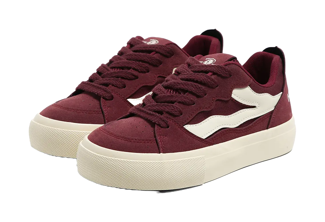 HUANQIU Anti Slip And Wear Resistant Height Increasing Low top Skateboard Shoes Women's Burgundy 