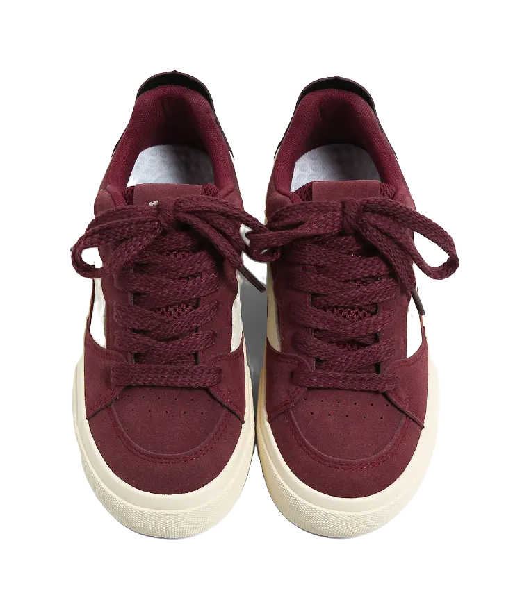 HUANQIU Anti Slip And Wear Resistant Height Increasing Low top Skateboard Shoes Women's Burgundy 