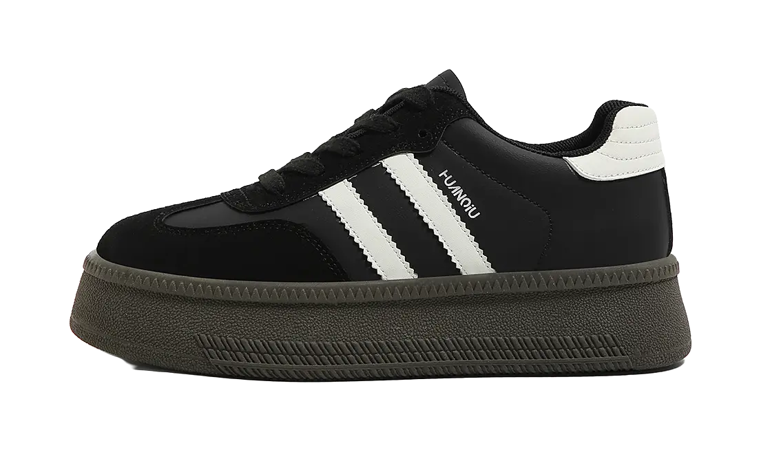 HUANQIU Anti Slip And Wear Resistant Height Increasing Low top Skateboard Shoes Womens Beige  vjsneaker.com