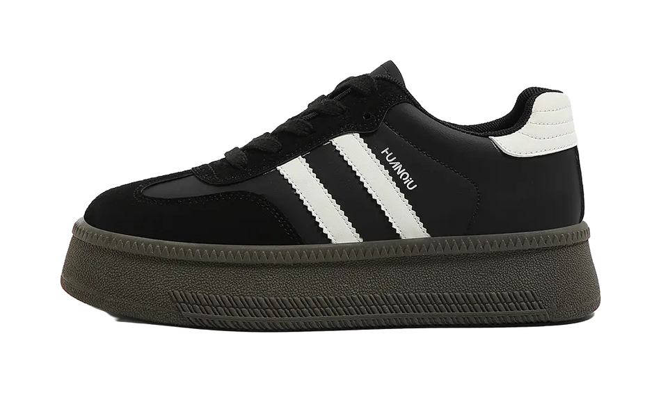 HUANQIU Anti Slip And Wear Resistant Height Increasing Low top Skateboard Shoes Womens Beige  vjsneaker.com