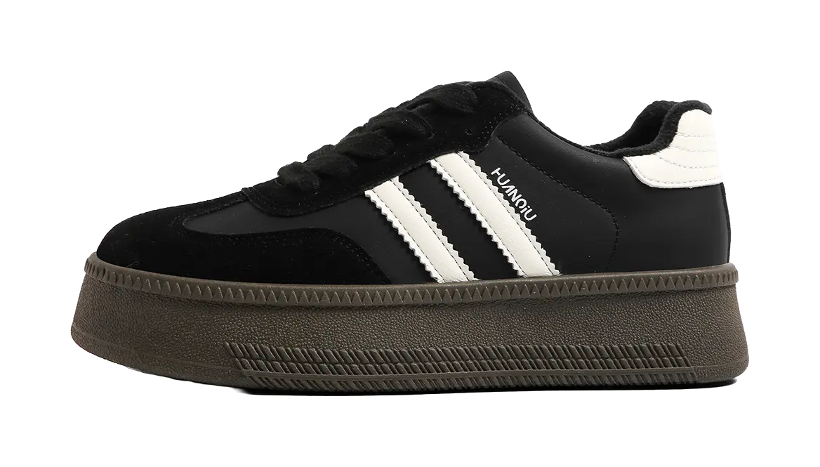 HUANQIU Anti Slip And Wear Resistant Height Increasing Low top Skateboard Shoes Womens Beige  vjsneaker.com