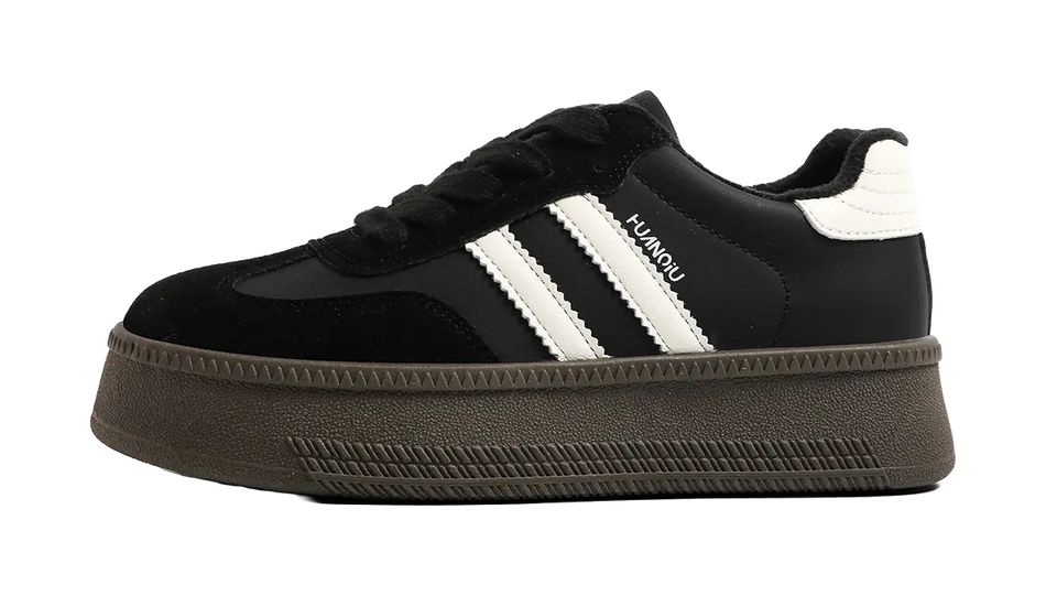 HUANQIU Anti Slip And Wear Resistant Height Increasing Low top Skateboard Shoes Womens Beige  vjsneaker.com