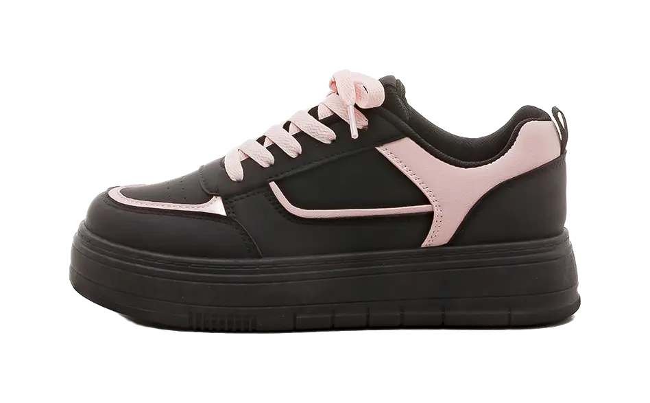 HUANQIU Anti-Slip And Wear-Resistant Lightweight Low-Top Skateboard Shoes Women's Black Pink 