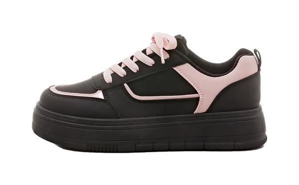 HUANQIU Anti-Slip And Wear-Resistant Lightweight Low-Top Skateboard Shoes Women's Black Pink 