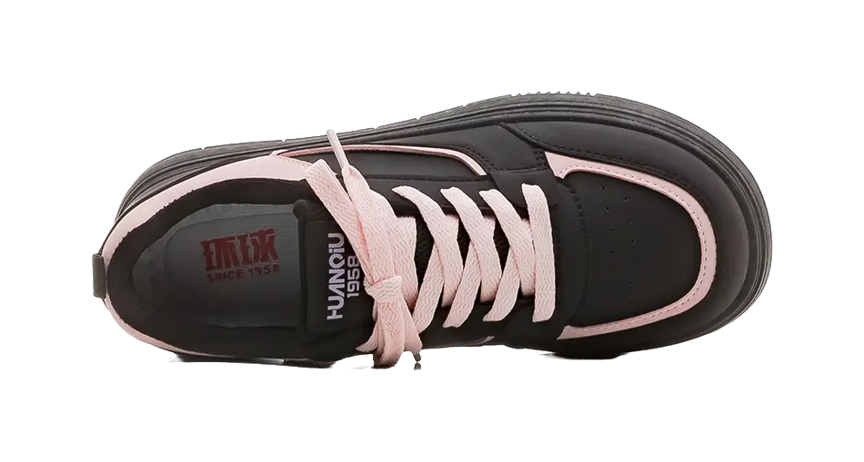 HUANQIU Anti-Slip And Wear-Resistant Lightweight Low-Top Skateboard Shoes Women's Black Pink 