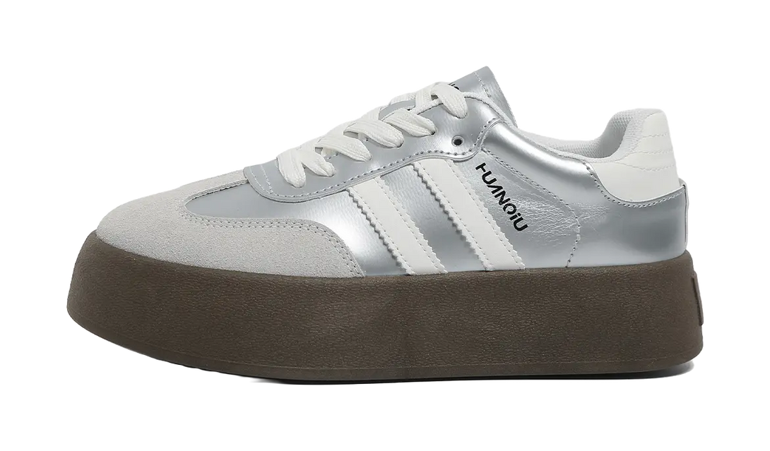 HUANQIU Anti Slip Wear Resistant Low Top Skateboard Shoes Women's Silver 