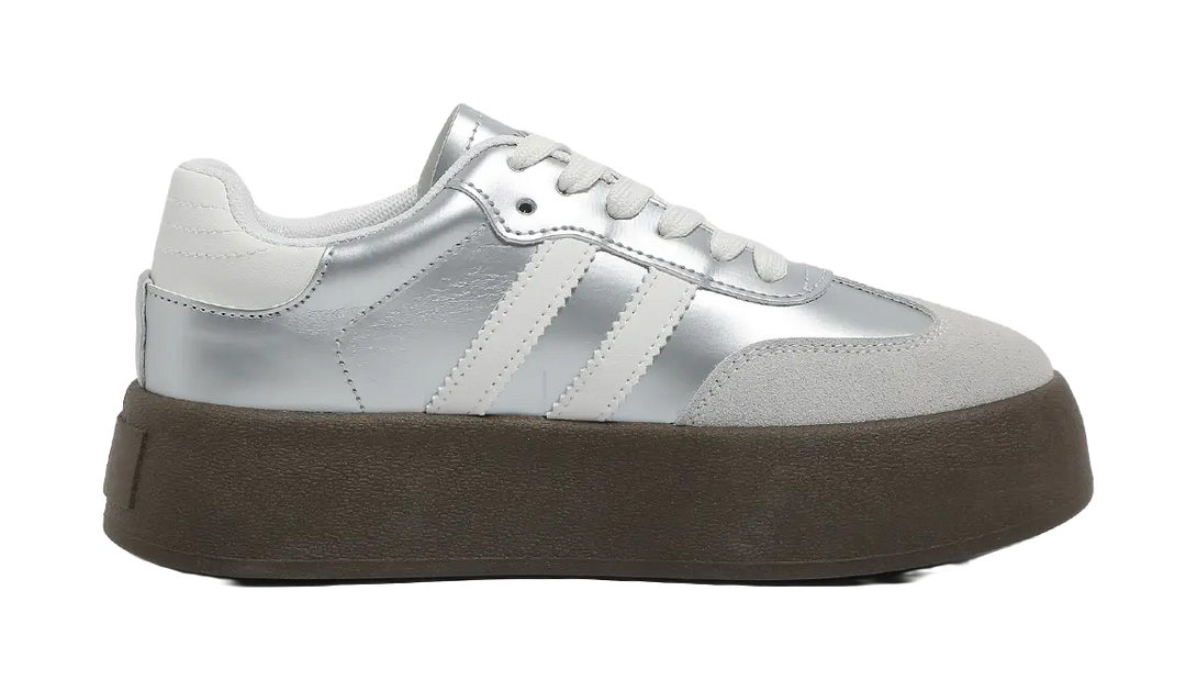 HUANQIU Anti Slip Wear Resistant Low Top Skateboard Shoes Women's Silver 