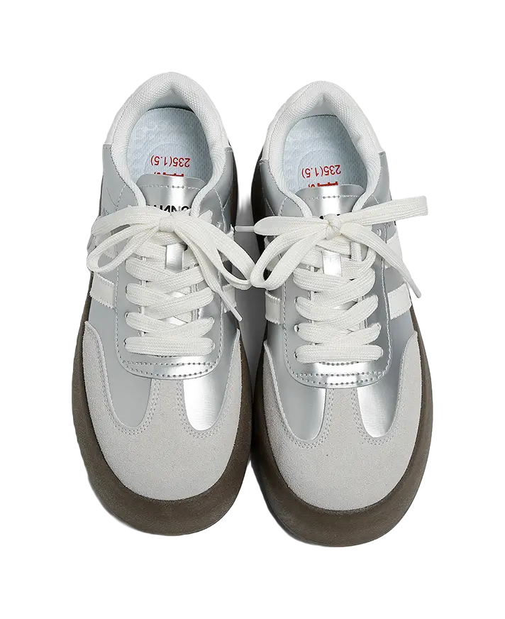 HUANQIU Anti Slip Wear Resistant Low Top Skateboard Shoes Women's Silver 