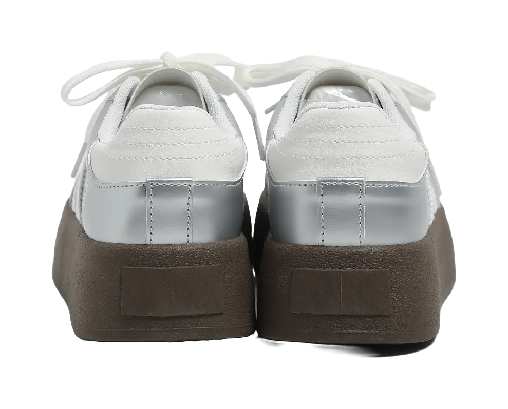 HUANQIU Anti Slip Wear Resistant Low Top Skateboard Shoes Women's Silver 