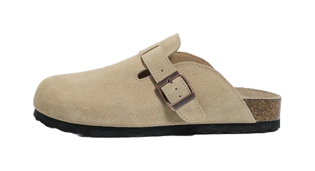 HUANQIU Belt Buckles Gladiator Style Closed Toe Slippers Womens Khaki  VJSNEAKER