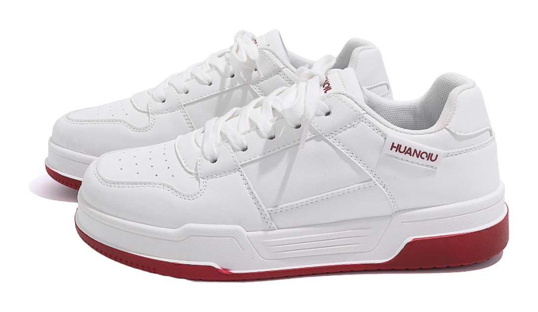 HUANQIU Breathable Air Force 1 Coverage Lightweight Height Increasing Low top Casual Shoes Men's White 