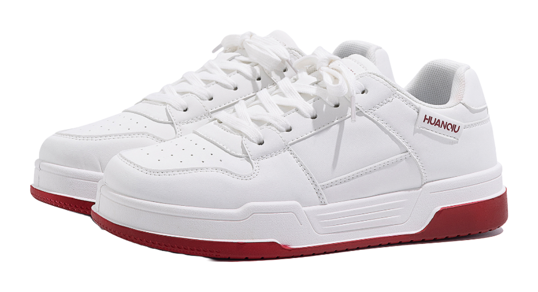 HUANQIU Breathable Air Force 1 Coverage Lightweight Height Increasing Low top Casual Shoes Men's White 