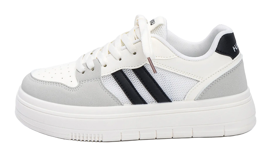 HUANQIU Coverage Height Increasing Lightweight Breathable Low top Skateboard Shoes Women's White Black 