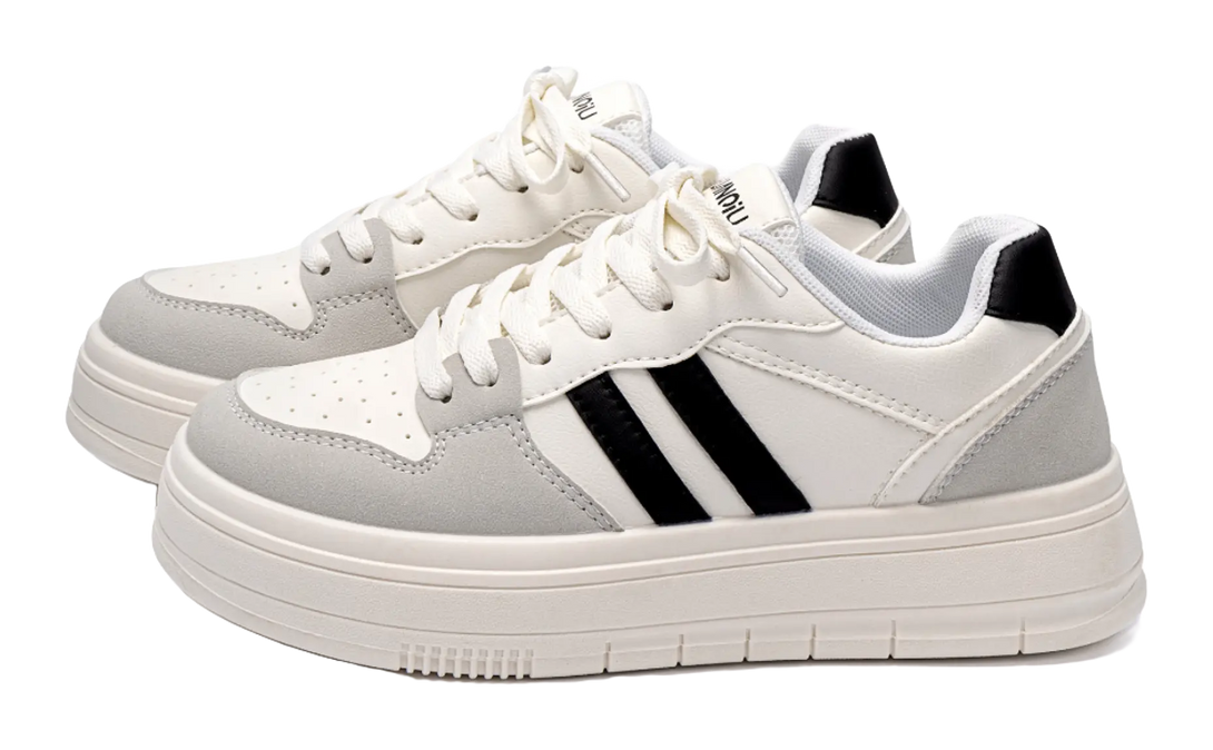 HUANQIU Coverage Height Increasing Lightweight Breathable Low top Skateboard Shoes Women's White Black 