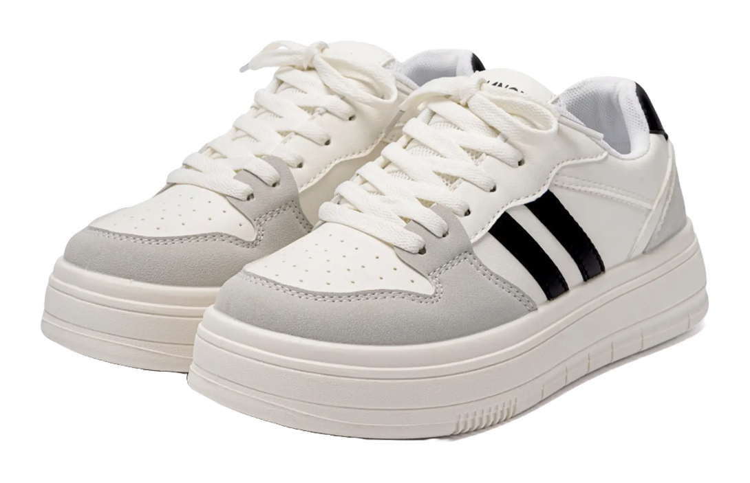 HUANQIU Coverage Height Increasing Lightweight Breathable Low top Skateboard Shoes Women's White Black 