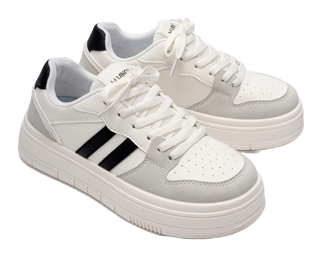 HUANQIU Coverage Height Increasing Lightweight Breathable Low top Skateboard Shoes Women's White Black 