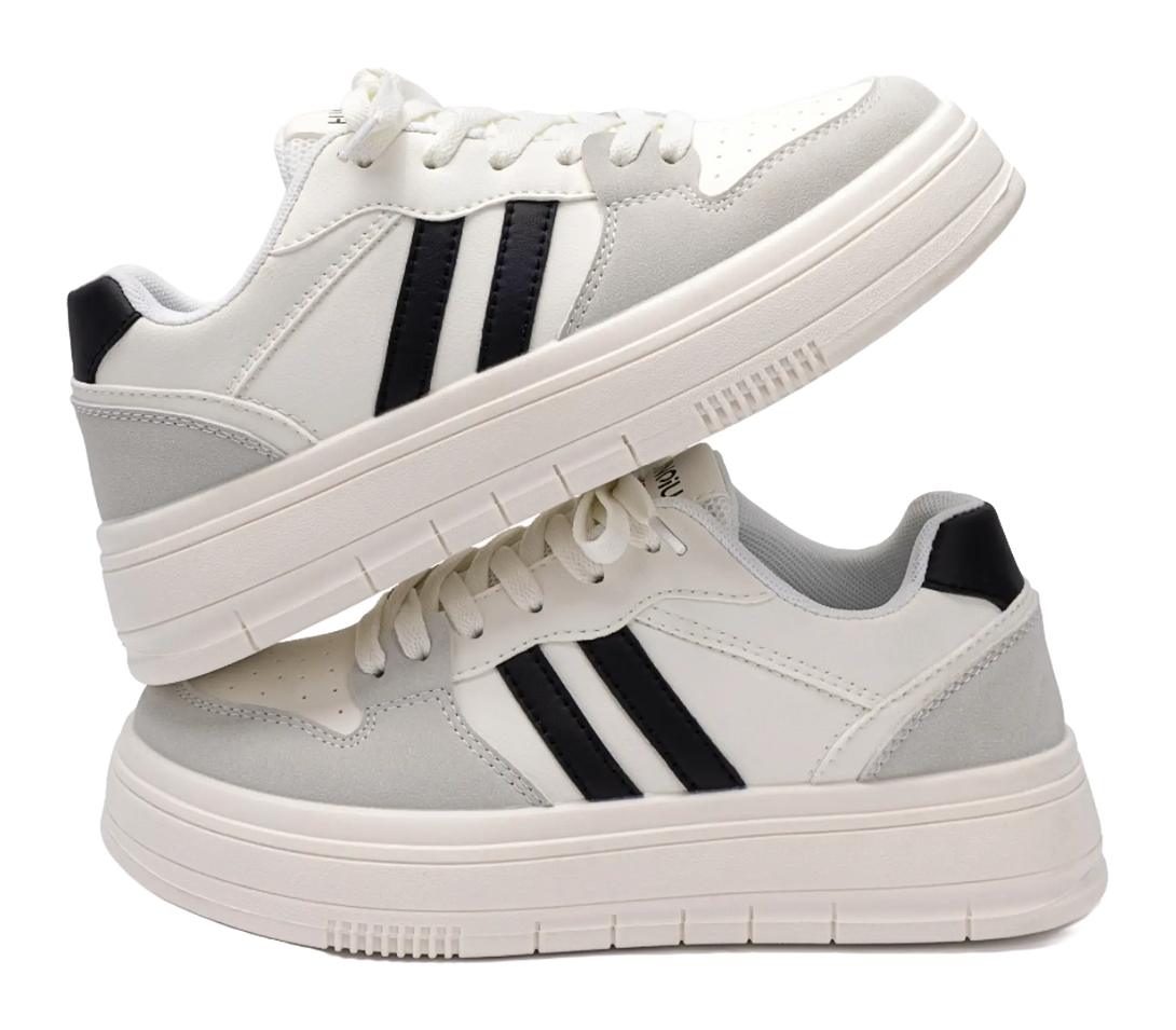 HUANQIU Coverage Height Increasing Lightweight Breathable Low top Skateboard Shoes Women's White Black 