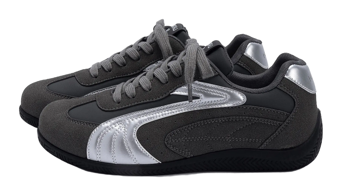 HUANQIU Coverage  Lightweight And Breathable Low top German Army Trainers Men's Gray Silver 