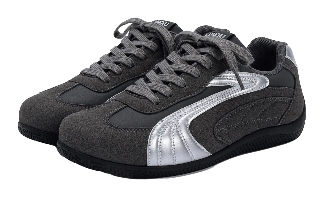 HUANQIU Coverage  Lightweight And Breathable Low top German Army Trainers Men's Gray Silver 