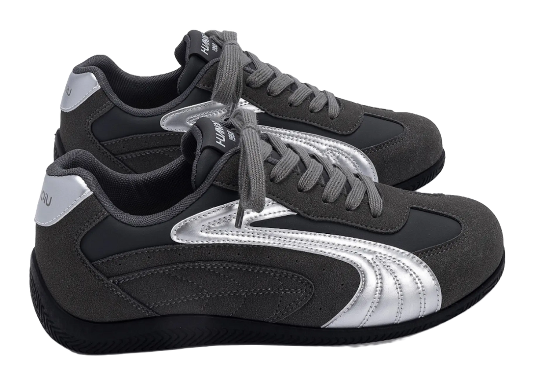 HUANQIU Coverage  Lightweight And Breathable Low top German Army Trainers Men's Gray Silver 