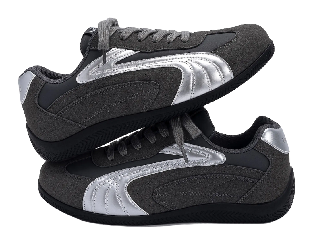 HUANQIU Coverage  Lightweight And Breathable Low top German Army Trainers Men's Gray Silver 