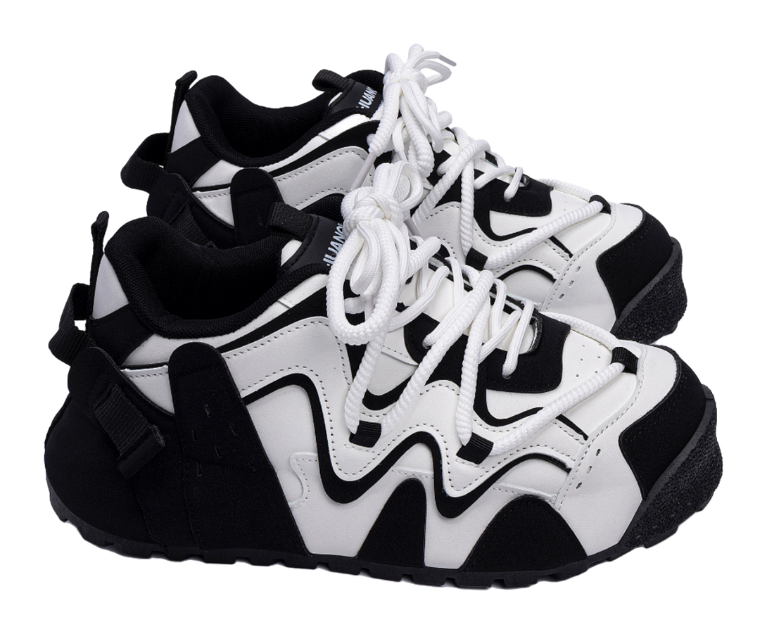 HUANQIU Coverage Lightweight Height Increasing Low top Casual Shoes Mens Black White 