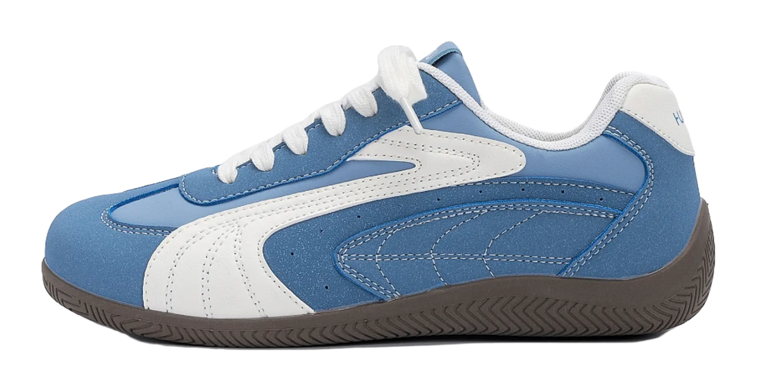 HUANQIU Coverage Lightweight Height Increasing Low top German Army Trainers Men's Blue 