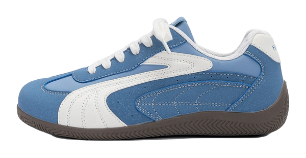 HUANQIU Coverage Lightweight Height Increasing Low top German Army Trainers Men's Blue 