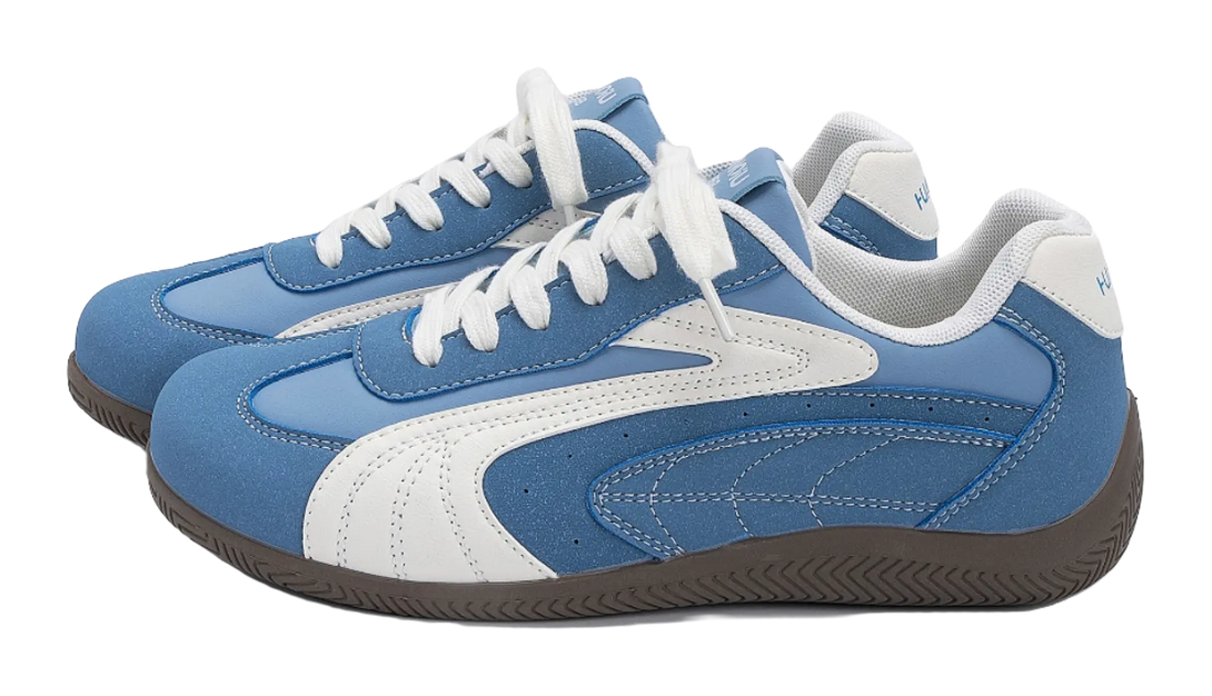 HUANQIU Coverage Lightweight Height Increasing Low top German Army Trainers Men's Blue 