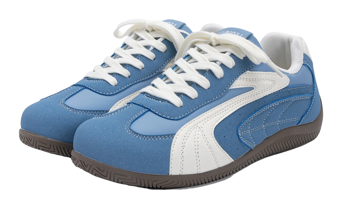 HUANQIU Coverage Lightweight Height Increasing Low top German Army Trainers Men's Blue 