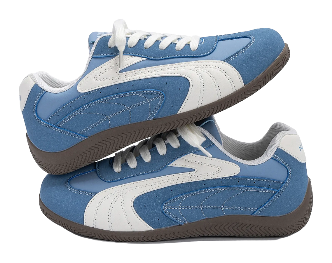 HUANQIU Coverage Lightweight Height Increasing Low top German Army Trainers Men's Blue 