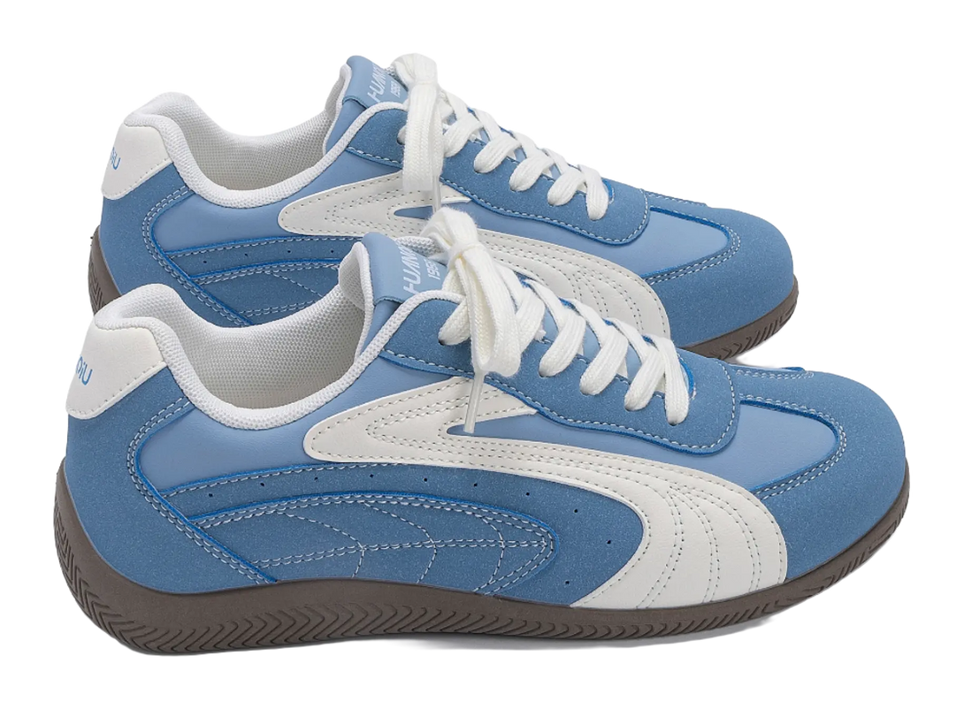 HUANQIU Coverage Lightweight Height Increasing Low top German Army Trainers Men's Blue 